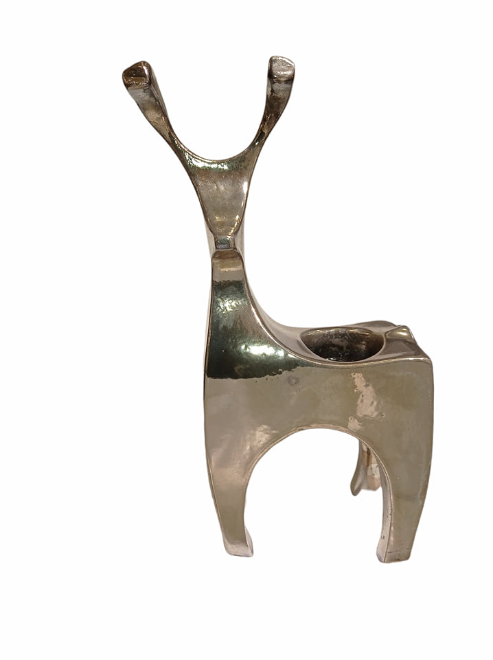 Διακοσμητική φιγούρα Ελάφι ρεσω Πολυρητίνης ασημί 0,12x0.06x0.25